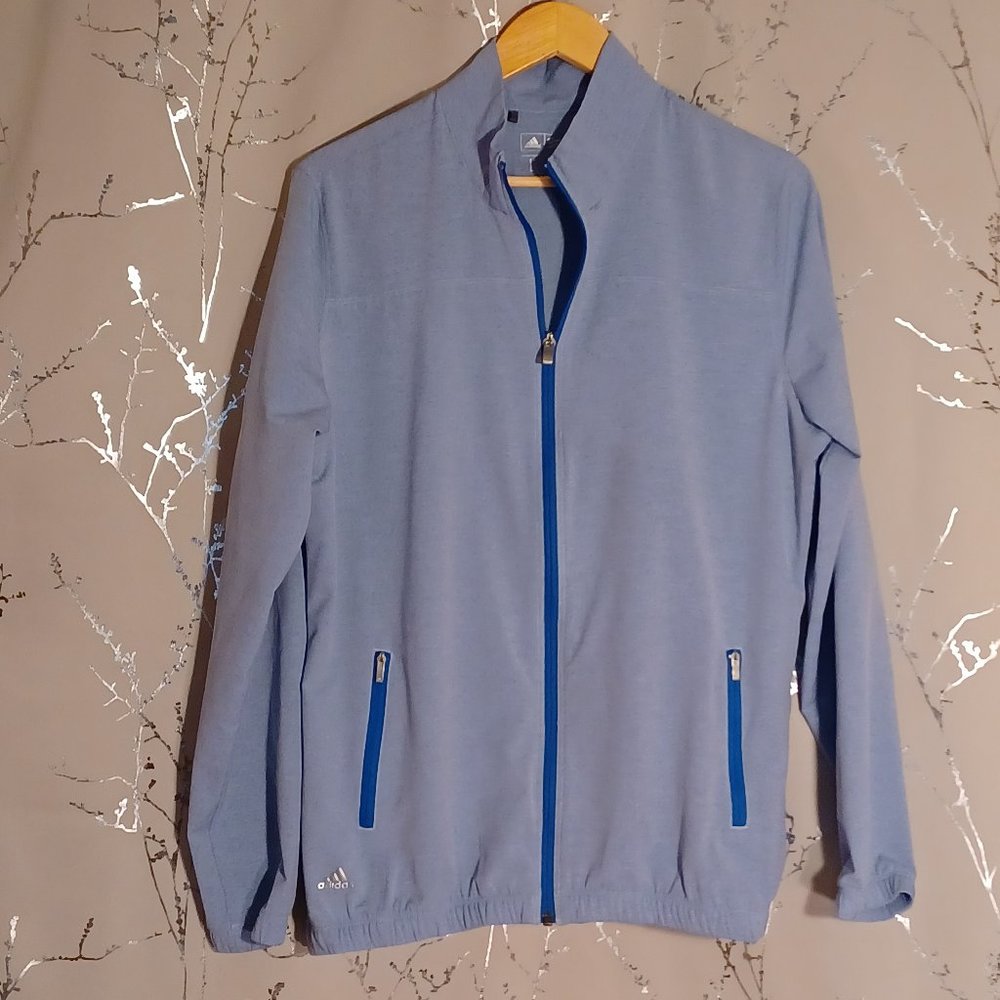 adidas Jacket women's light and blue Large thin zip down work out